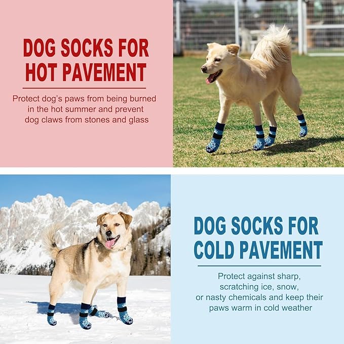 EXPAWLORER Anti Slip Dog Socks to Prevent Licking Paws, Dog Shoes for Hot Pavement, Dog Booties for Small Medium Large Senior Dogs, Traction Control Boots & Paw Protectors for Hardwood Floors-PurrikoPets