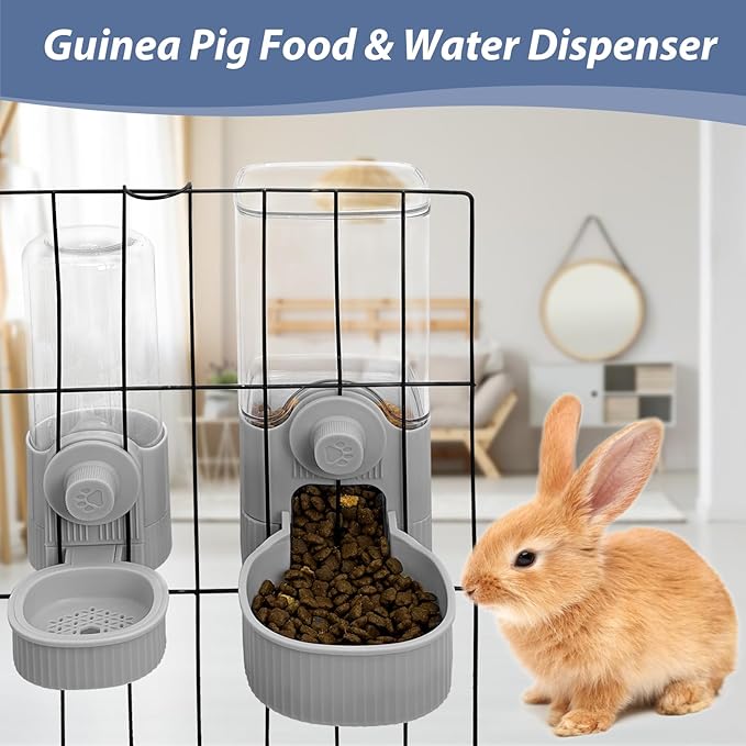 Fhiny Rabbit Water Bottle, 18oz Hanging Guinea Pig Water Bottle No Drip Gravity Automatic Bunny Water Dispenser for Cage Rabbit Waterer for Guinea Pig Bunny Chinchilla Ferret Cat Puppy-PurrikoPets