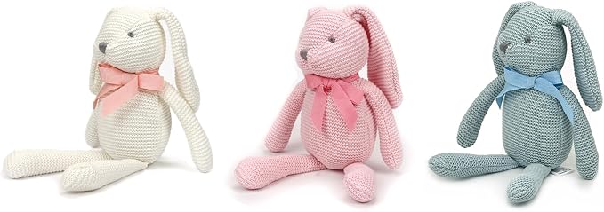 100% Organic Cotton Baby Toys Bunny Rabbit Stuffed Animals Bulk 7.1" (3pcs/Set)-PurrikoPets