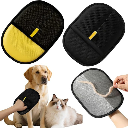 2Pcs Electrostatic Pet Hair Removal Gloves for Cats & Dogs,2025 New Upgraded Reusable Quick De-Shedding Grooming Gloves,Animal Fur Remover Tool for Couch,Carpet,Furniture,Car Seat,Clothing,Curtain-PurrikoPets