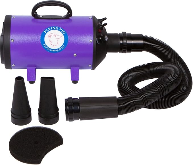Flying Pig High Velocity Dog Pet Grooming Dryer w/Heater (Model: Flying One, Purple)-PurrikoPets