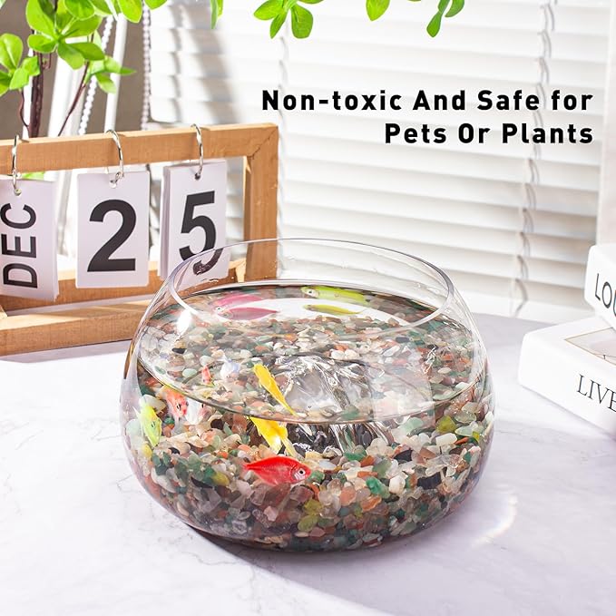 3 Lb Crystal Chips Bulk Tumbled Crushed Quartz Stones, 7 Chakra Crystal Quartz Rocks Healing Stones Pebbles for Vases Filler, Aquarium Gravel Rocks, Succulent Plants Decor-PurrikoPets