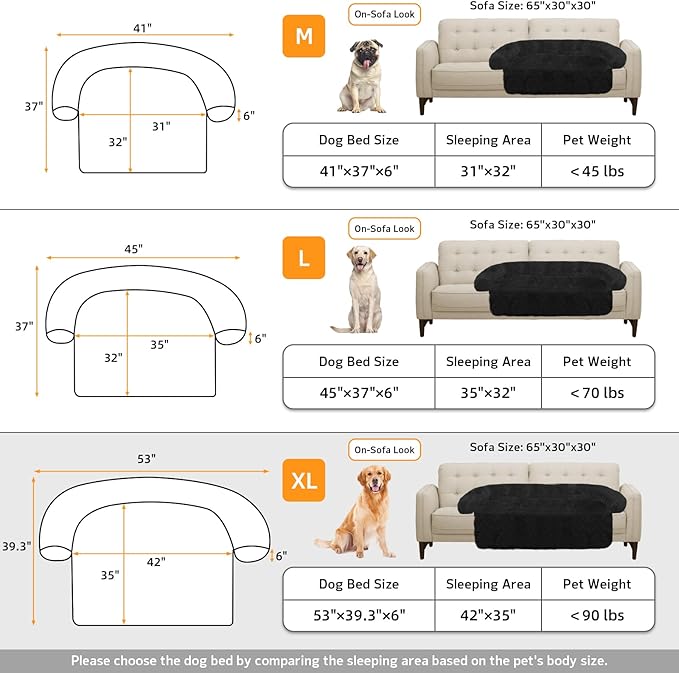 GGIB Calming Dog Bed Fluffy Plush Dog Mat for Furniture Protector with Removable Washable Cover for Large Medium Small Dogs and Cats (Extra Large (53x39.3x6), Black)-PurrikoPets