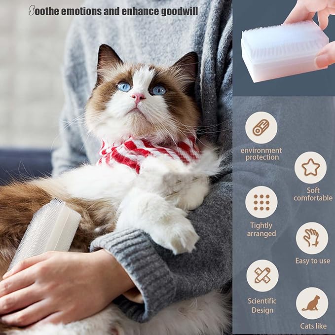 2PC Soft Cat Brush for Grooming - Gentle Cat Tongue Brush with 1300+ Barbed Serrations, Brushes for Sensitive Cats - Lightweight, gentle, Perfect for Daily Grooming & Enhancing Bonding-PurrikoPets