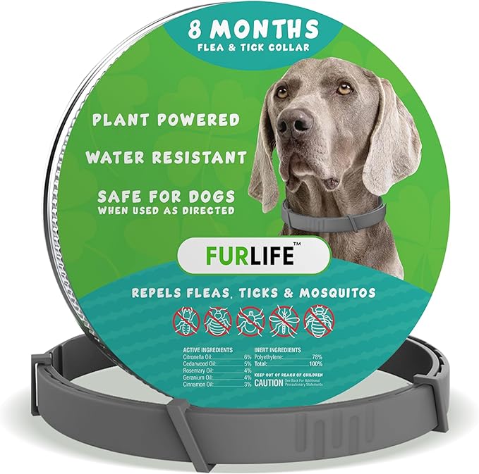 FurLife Flea and Tick Collar for Dogs – Waterproof Grey Dog Collar, Pet Supplies for Tick and Flea Prevention for Dogs, Safe for All Breeds-PurrikoPets
