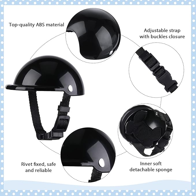 Frienda Dog Helmet and Goggles, UV Protection Doggy Sunglasses and 4 Inch Padded Puppy Motorcycle Helmet Adorable Dog Goggles with Adjustable Belt for Small Dogs Puppy Riding(Black,S)-PurrikoPets