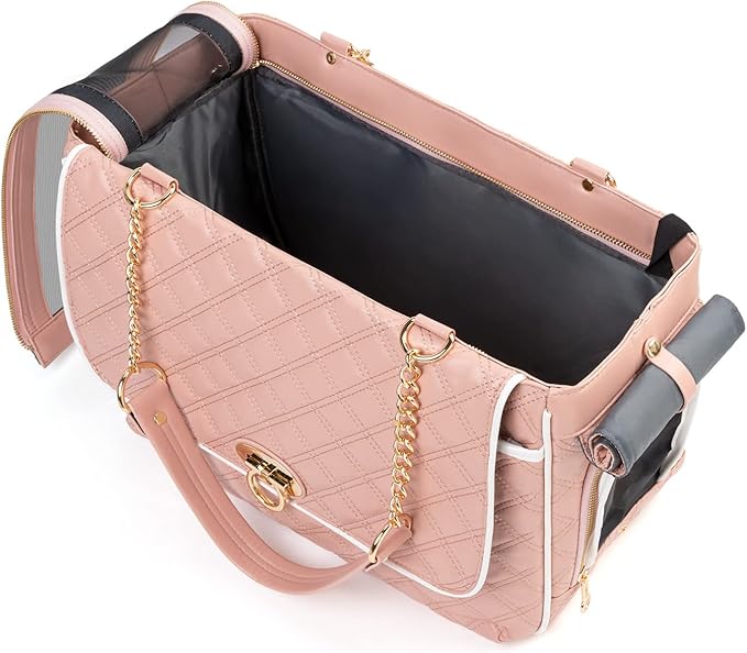Fashion Pet Carrier Dogs Cat Small Animals Purse Bag, Leather Pet Carriers Dog Puppy Kitten Tote Travel Handbag TSA Airline-Approved-PurrikoPets