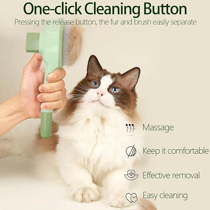 2Pcs Flea Comb for Cats Dogs,Long & Short Stainless Steel Metal Teeth for Shedding and Tangles,Cat Combs for Indoor Cats-PurrikoPets