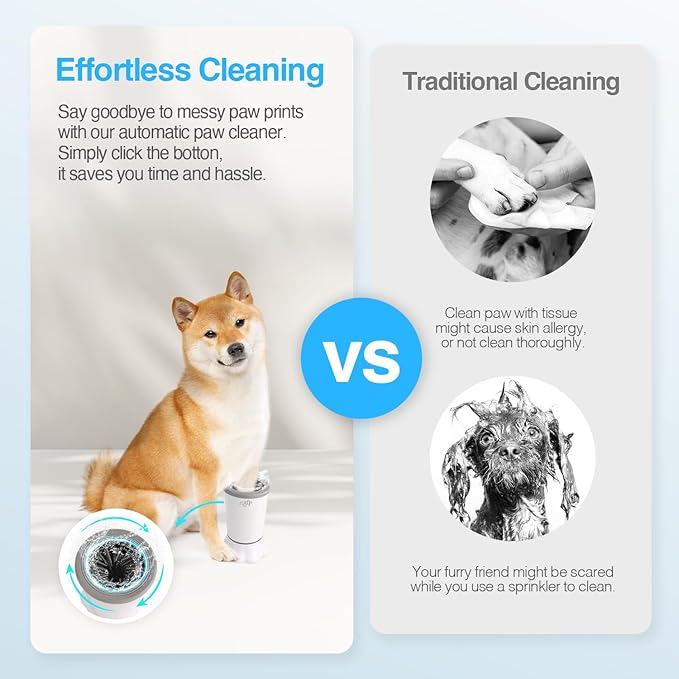 ALL FOR PAWS Low Noise Automatic Dog Paw Cleaner Electric Dog Paw Washer Cup for Dog Muddy Claws, USB Rechargeable Pet Foot Washer for Small and Medium-Sized Dogs-PurrikoPets