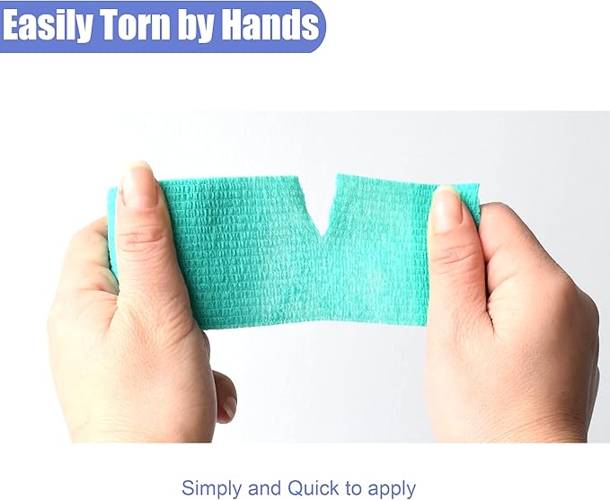 9 Pack 2" x 5 Yards Self Adhesive Bandage Wrap Self Stick Wrap for Ankle, Wrist, Finger, Sports, Breathable Cohesive Vet Tape for Pets (Middle Green)-PurrikoPets