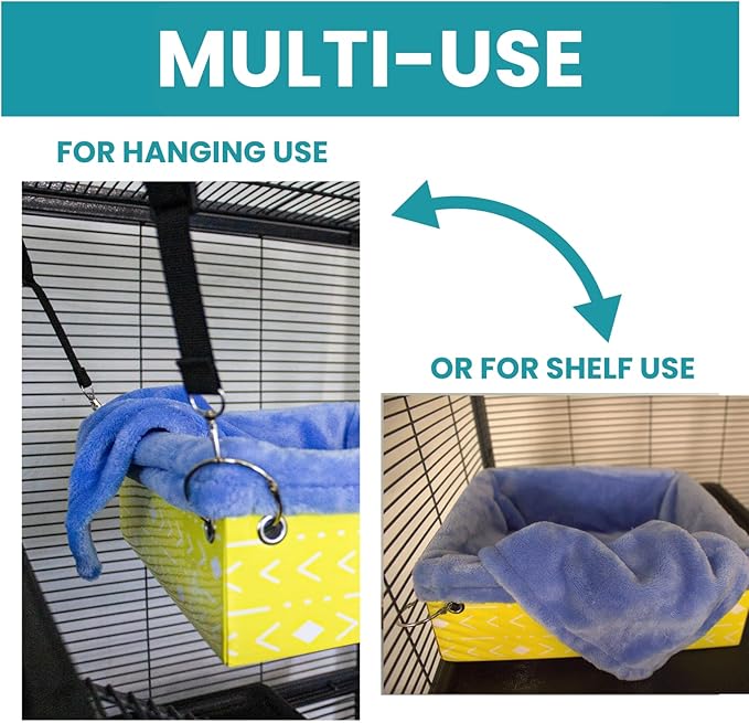 Ferret Hammock For Cage Box, use as Hanging Bed or Secure to Cage. Ferret Cage Accessories w/ Adjustable Straps, Perfect Small Pet Bed, Hanging cat hammock Bed, Guinea Pig Bed or Rabbit Bed.-PurrikoPets