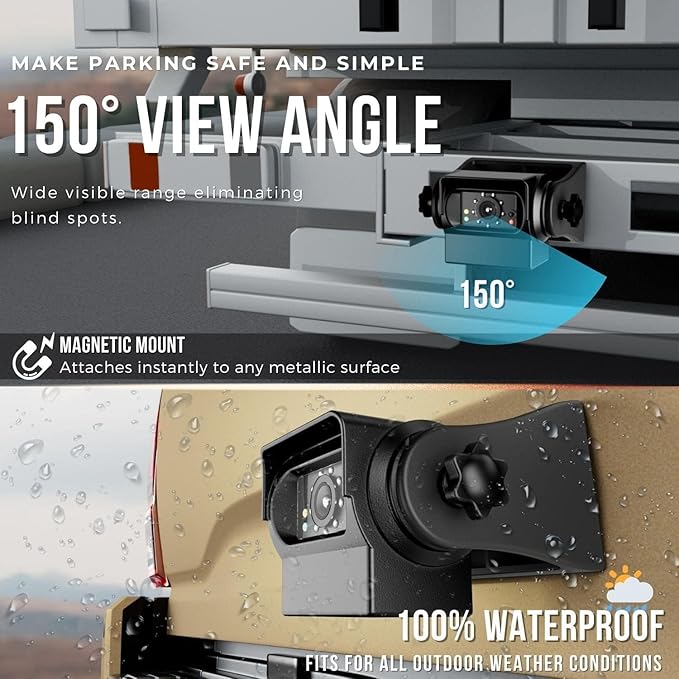 EWAY WiFi Magnetic Hitch Wireless Backup Rear/Front View Camera Rechargeable Battery for Easy Hitching of Gooseneck Horse Boat Travel Trailer/Fifth Wheels/RV/Camper Reverse for iPhone iPad Android-PurrikoPets