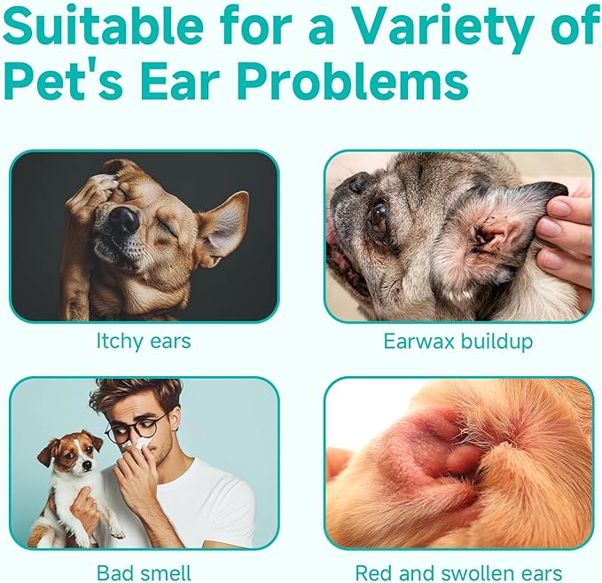 Ear Cleaner Finger Wipes for Dog & Cat [Finger Casing Design][Pet Ear Wipes with Tweezers] for Controlling Ear Infections and Ear Odor Reduce ear wax buildup Natural Ingredients Dog Ear Wipes-PurrikoPets