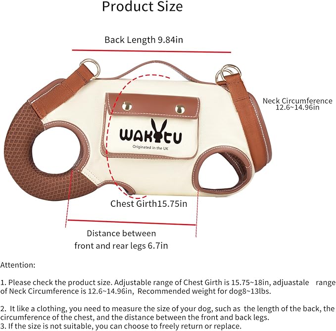 Dog Lift Harness Dog Carrier VES Harness Adjustable Leash with Small Puppy Treat Bag,Fits Most Cars,M-PurrikoPets