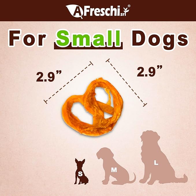 Afreschi Natural Turkey Tendon Pretzel (S) Pack of 4, Dog Treats for Signature Series, All Natural Human Grade Puppy Chew, USA-Sourced Turkey Tendon, Hypoallergenic, Rawhide Alternative-PurrikoPets