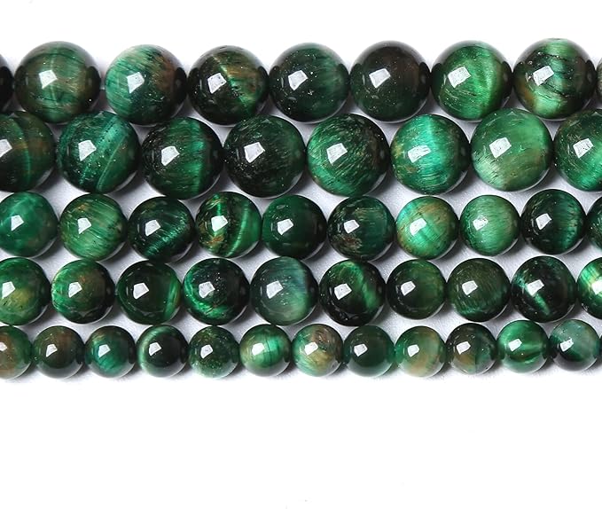 Natural Green Tiger Eye Beads Stone Round Loose Beads Energy Gemstone Healing Power for Jewelry Making 1 Strand 6mm 60pcs 15"