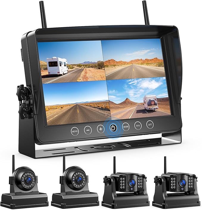 Fookoo HD 1080P 9" Magnetic Wireless Backup Camera,9" IPS Monitor, Rechargeable 2 Side View 2 Rear View Cameras, 1-Min Easy Install, Long Battery Life No Drilling IR Light for RV Truck Trailer DCX904-PurrikoPets