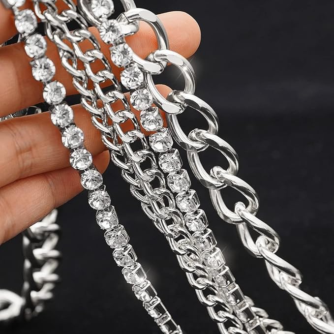 Suyi Multilayer Chain Belt Rhinestone Metal Chain Belts for Women Punk Gold Waist Chain