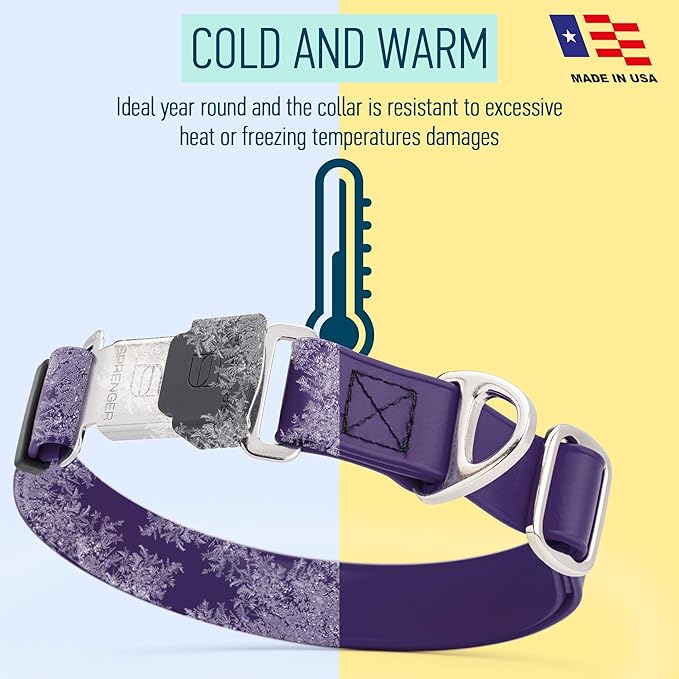 Dogline Biothane Waterproof Dog Collar with Herm Sprenger Black Stainless Steel Quick Release Buckle – Heavy Duty Tactical Durable Collar for Dogs – Comfortable and Safe Pet Collar W1 L 15-25" Purple-PurrikoPets