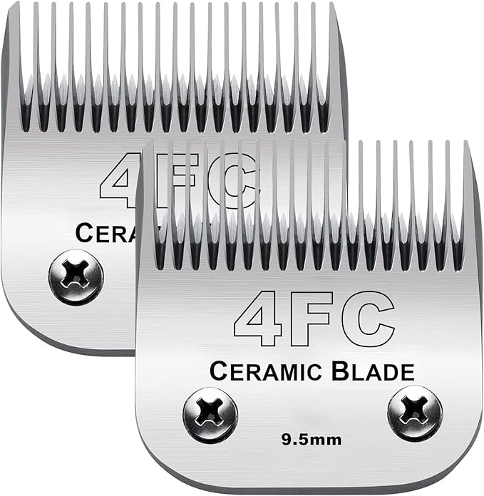 2PC 4FC Blade Detachable Pet Clipper Replacement Blades Compatible with Andis Pet Clipper/Oster A5/Wahl KM Series Dog Clipper,Ceramic Blade & Stainless Steel Blade-PurrikoPets