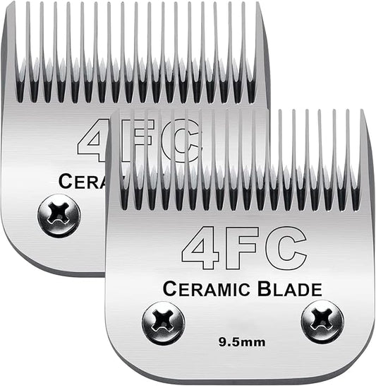 2PC 4FC Blade Detachable Pet Clipper Replacement Blades Compatible with Andis Pet Clipper/Oster A5/Wahl KM Series Dog Clipper,Ceramic Blade & Stainless Steel Blade-PurrikoPets