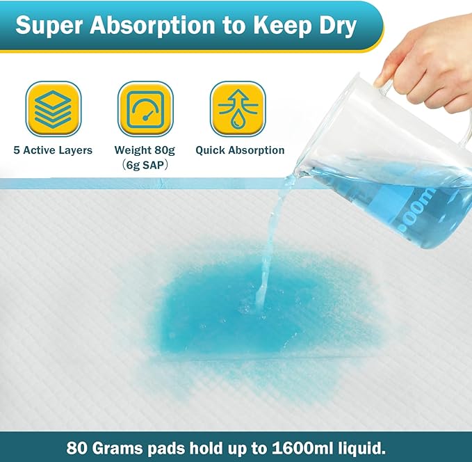 100 Count Bed Pads 30"x36" (No Adhesive Strip) Thicken Adults Incontinence Underpads Disposable, Heavy Duty Absorbent Chucks Waterproof, XL Extra Large Puppy Pee Training Pad-PurrikoPets