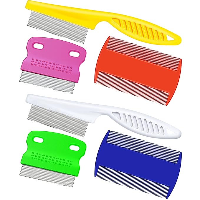 6 Pieces Pet Lice Combs Dog Grooming Flea Cat Tear Stain Comb for Removal Dandruff, Hair Stain, Nit(White, Yellow, Green, Purple, Orange, Dark Blue)-PurrikoPets