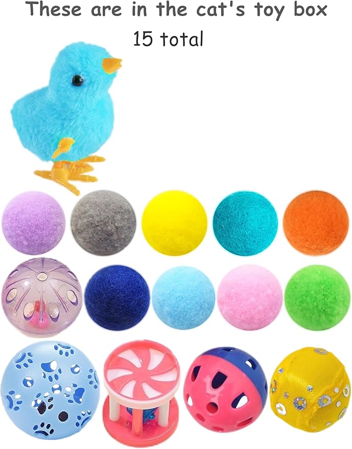 15-Pack Cat Toy Variety for Indoor Cats, Jumping for Joy (1.5'' - 3.7'', Cat Toys Mega Set)-PurrikoPets