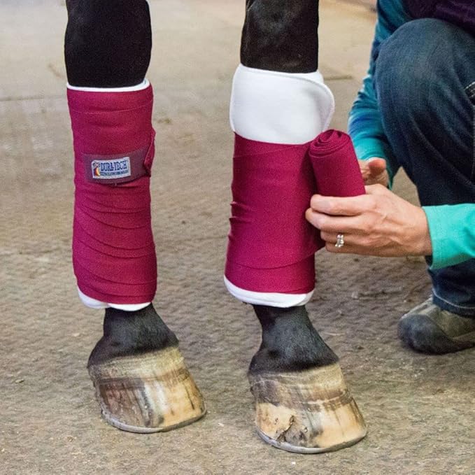 Dura-Tech Standing Wraps for Horses | Color Burgundy | Optimal Comfort & Support | Ideal for Post-Exercise & Trailering | Right Tension Application | Secure Closure-PurrikoPets