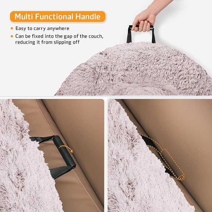 GGIB Calming Dog Bed Fluffy Plush Dog Mat for Furniture Protector with Removable Washable Cover for Large Medium Small Dogs and Cats (Large, Rust White)-PurrikoPets