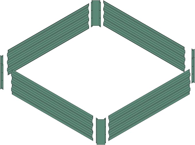 4x4x1ft Metal Raised Garden Bed Kit，Galvanized Garden Bed Box for Vegetables, Flowers, Herbs, and Succulents,120 Gallon Capacity - Green-PurrikoPets