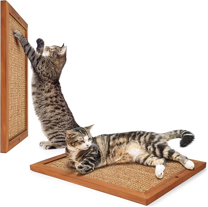2PCS Cat Scratching Post - BXL, Natural Wooden Sisal Cat Wall Scratcher, Floor or Wall Mounted Vertical Cat Scratch Pad for Indoor Cats Adults or Kittens, Cat Wall Furniture Protector-PurrikoPets