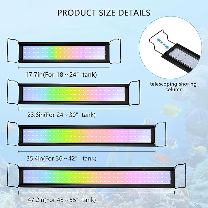 45W LED Aquarium Light for Plants,Full Spectrum Fish Tank Light with Timer,24/7 Lighting Cycle,Daylight Moonlight Mode Aquarium LED Light for 36 to 42 Inch Freshwater Planted Tank-PurrikoPets