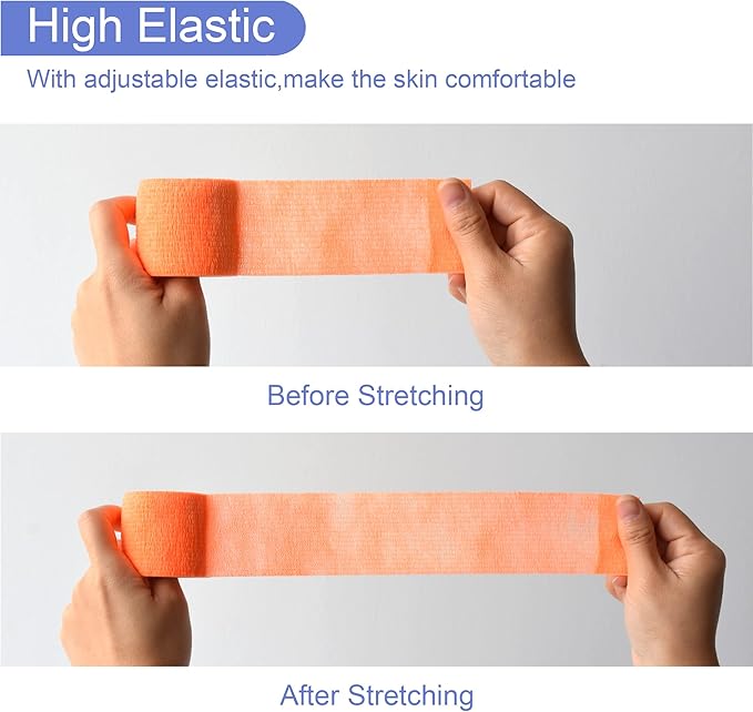 9 Pack 2" x 5 Yards Self Adhesive Bandage Wrap Self Stick Wrap for Ankle, Wrist, Finger, Sports, Breathable Cohesive Vet Tape for Pets (Light Orange)-PurrikoPets