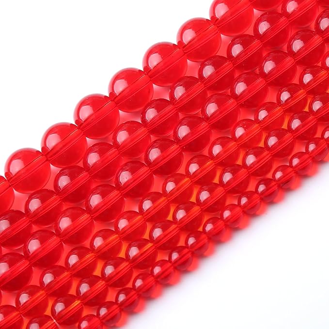 8mm 46pcs Garnet Red Glass Crystal Beads Natural Stone Beads for Jewelry Making Crystal Energy Healing Power Stone Beads DIY Bracelet Necklace Accessories (Red Glass, 8mm)