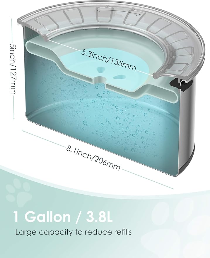 1Gallon Large Dog Water Bowl No Spill, [Anti Digging Lid & Rubber Bottom] Spill Proof Dog Bowl, Anti Splash Mess Dripless Slow Drinking Stainless Steel Water for Sloppy Messy Drinkers Car-PurrikoPets