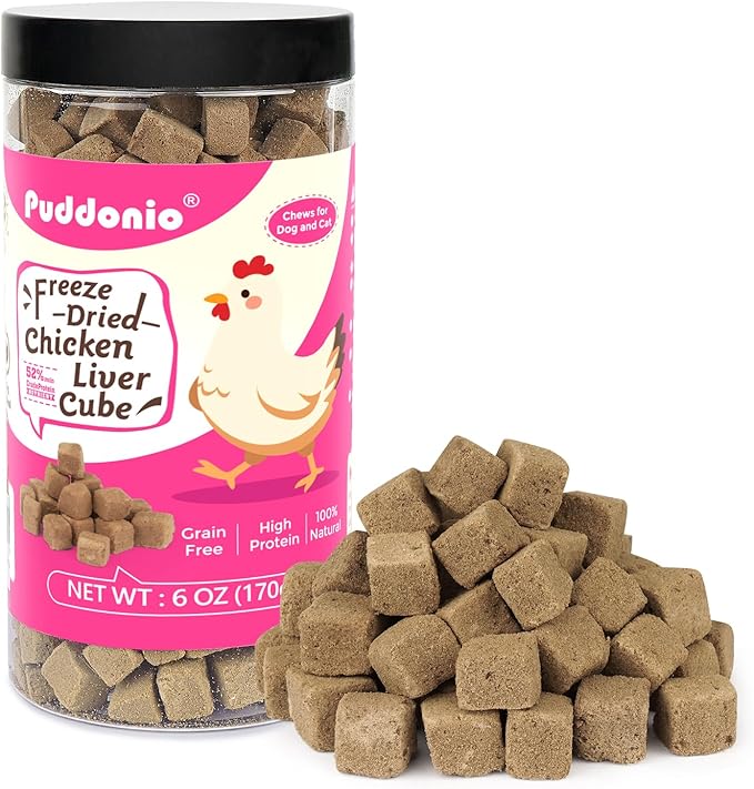 Freeze Dried Cats & Dogs Raw Treats, All Natural Single Ingredient Chicken Liver, High Protein Healthy Pet Training Treats or Food Topper, 6 oz-PurrikoPets