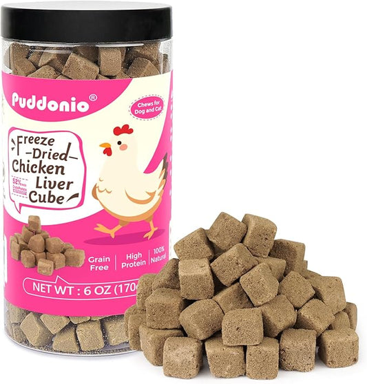 Freeze Dried Cats & Dogs Raw Treats, All Natural Single Ingredient Chicken Liver, High Protein Healthy Pet Training Treats or Food Topper, 6 oz-PurrikoPets