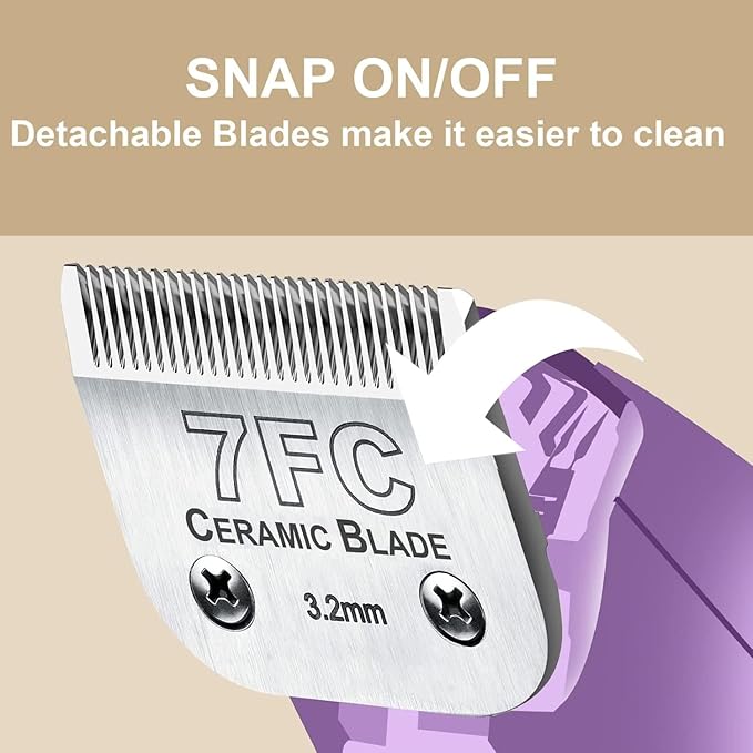 3pcs 7FC Blades Dog Grooming Replacement Blades Compatible with Andis Dog Clipper,Ceramic Blade & Stainless Steel Blade-PurrikoPets