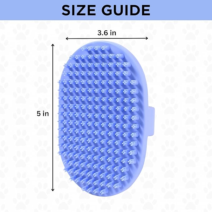 Dog Grooming Bath Brush, Pet Rubber Brush For Shower Scrubbing & Soothing Massage, Ideal for Long & Short Haired Dogs and Cats, Essential Puppy Grooming Accessories, Short Pins [We Love Doodles]-PurrikoPets