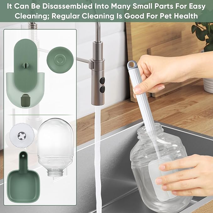 28oz Hanging Automatic Water Dispenser，Rabbit Water Bottle,Bunny Guinea Pig Ferret Water Bowl for Cage,Suitable for Small Animal Puppies(Cage Grid Spacing Over 1.2'') (Green)-PurrikoPets