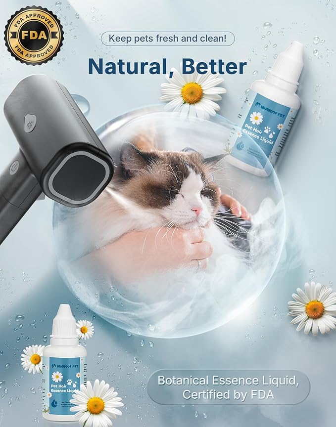 5-in-1 Cat Hair Brush, Dog Grooming Steam Comb for Long Short Haired Indoor Cats Spritz Comb for Deshedding, Detangling, Pet Brush for Kitten Rabbit Massage, with 3 Essence Liquid-PurrikoPets