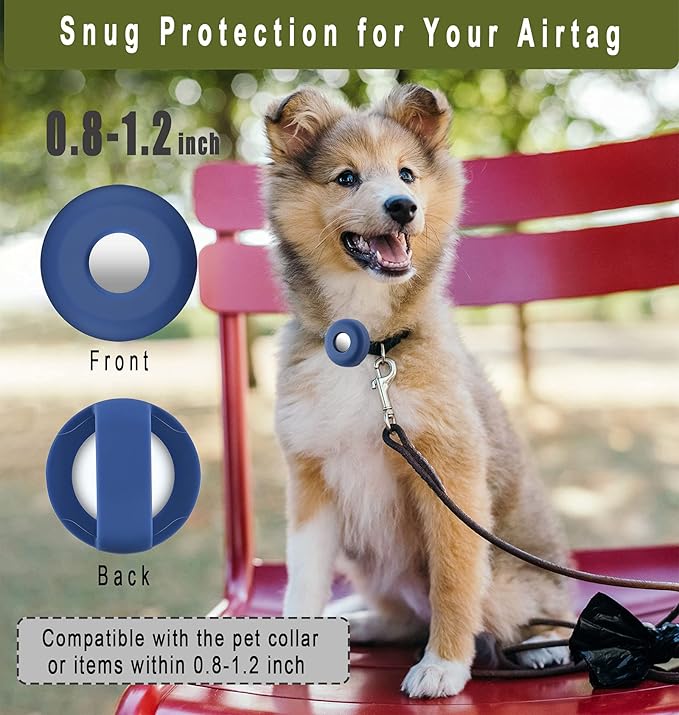 for Airtag Holder for Dog Collar, Cibaabo Silicone Air Tag Case Cover Compatible with Apple Airtags for 0.8-1.2inch Cat Pet Collar Harness Loop-PurrikoPets