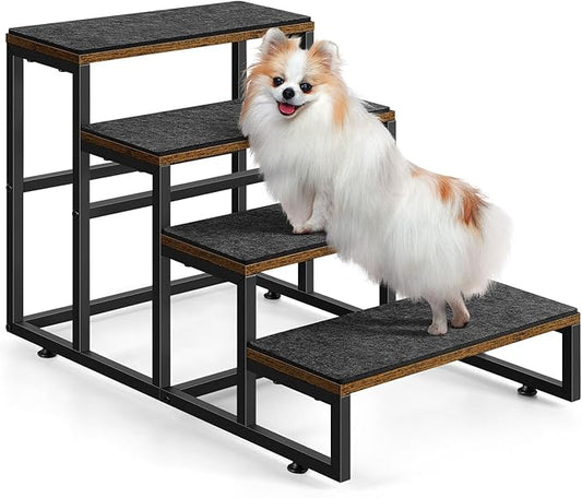 Dog Stairs for High Beds 4 Steps Dog Stairs for Small Medium Dogs Pet Stairs/Steps for Puppy, Cats, and Dogs, Easy to Walk on Dog Step for Beds and Cars-PurrikoPets