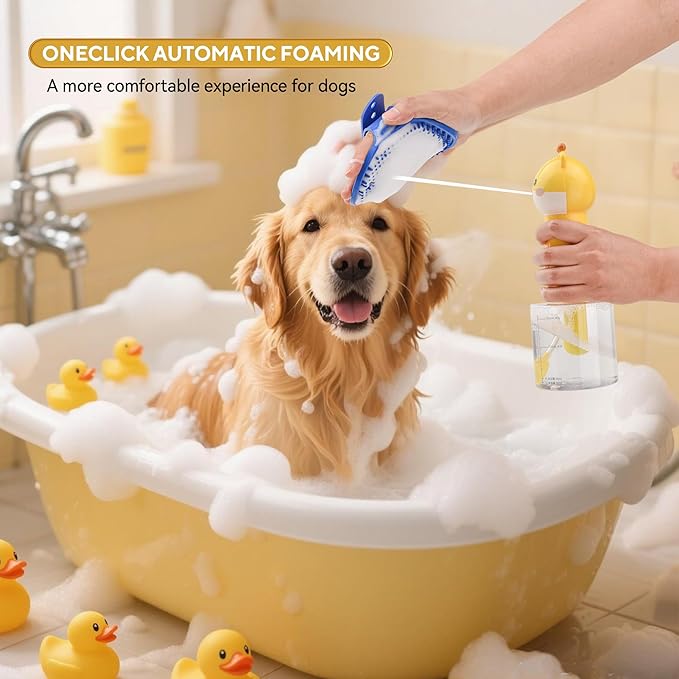 Electric Dog Cleaning Foam Machine with Bath Glove,Automatic Dog Soap Dispenser for Bath, Dog Bath Supplies - Outdoor Dog Shower Attachment for Bathtub for After Walk Pet Wash-PurrikoPets