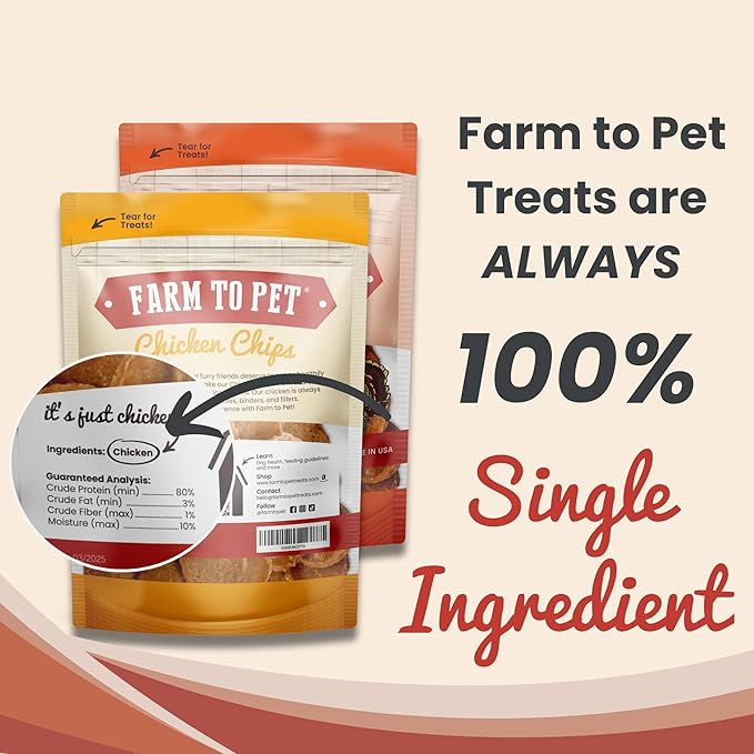 Farm To Pet - Dog Training Treats Chicken & Turkey Chip Protein Pack, 100% All Natural, Single Ingredient Training Treats, Made in USA, for Small, Medium, and Large Dogs-PurrikoPets