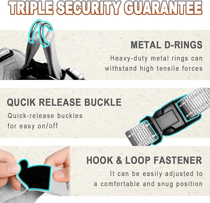 Dog Harness Step in Dog Vest Harness, Reflective Adjustable Puppy No Pull Harness Breathable Soft for Small and Medium Dogs Cats, Grey, S-PurrikoPets
