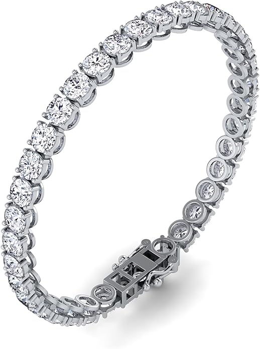 0.50-15 Carat Lab Grown Classic Diamond Tennis Bracelet 4 Prong Setting Luxury Collection (F-G Color, SI Clarity) Length- 7 Inch