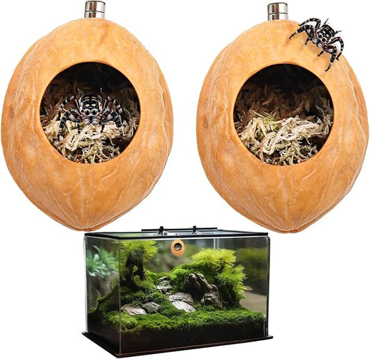 2 Pack Jumping Spider Enclosure Accessories with Walnut Shell Moss and Magnet, Natural Material Jumping Spider Hide-PurrikoPets