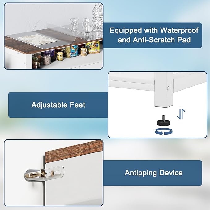 20-29 Gallon Fish Tank Stand with Power Outlet & 2 Storage Drawers, Heavy Duty Metal Frame Aquarium Stand with Waterproof Mat, 30.7" L*15.7" W Tabletop, 550LBS Capacity, White+Brown-PurrikoPets